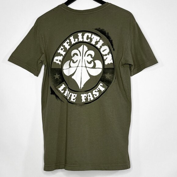 Affliction Small Skull On The Front Affliction Live Fast On Back T Shirt Size S - Picture 5 of 7